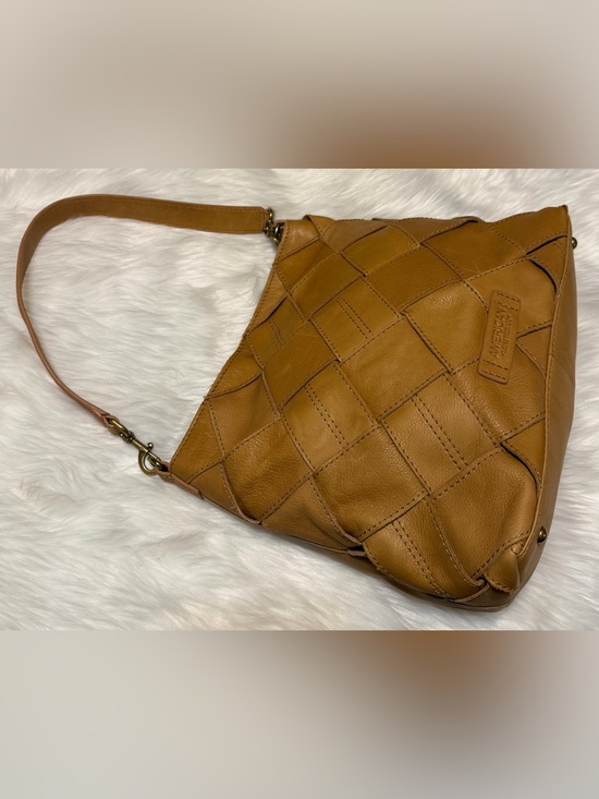 American Leather Co. Handbags - American Leather Co Mercer Woven Leather Hobo Shoulder Bag in Cognac Brown